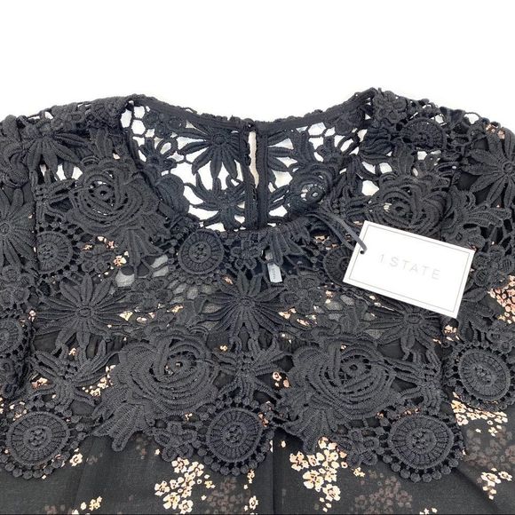 1.State Black Lace Inset Ditsy Floral Top NWT - M - Picture 13 of 16